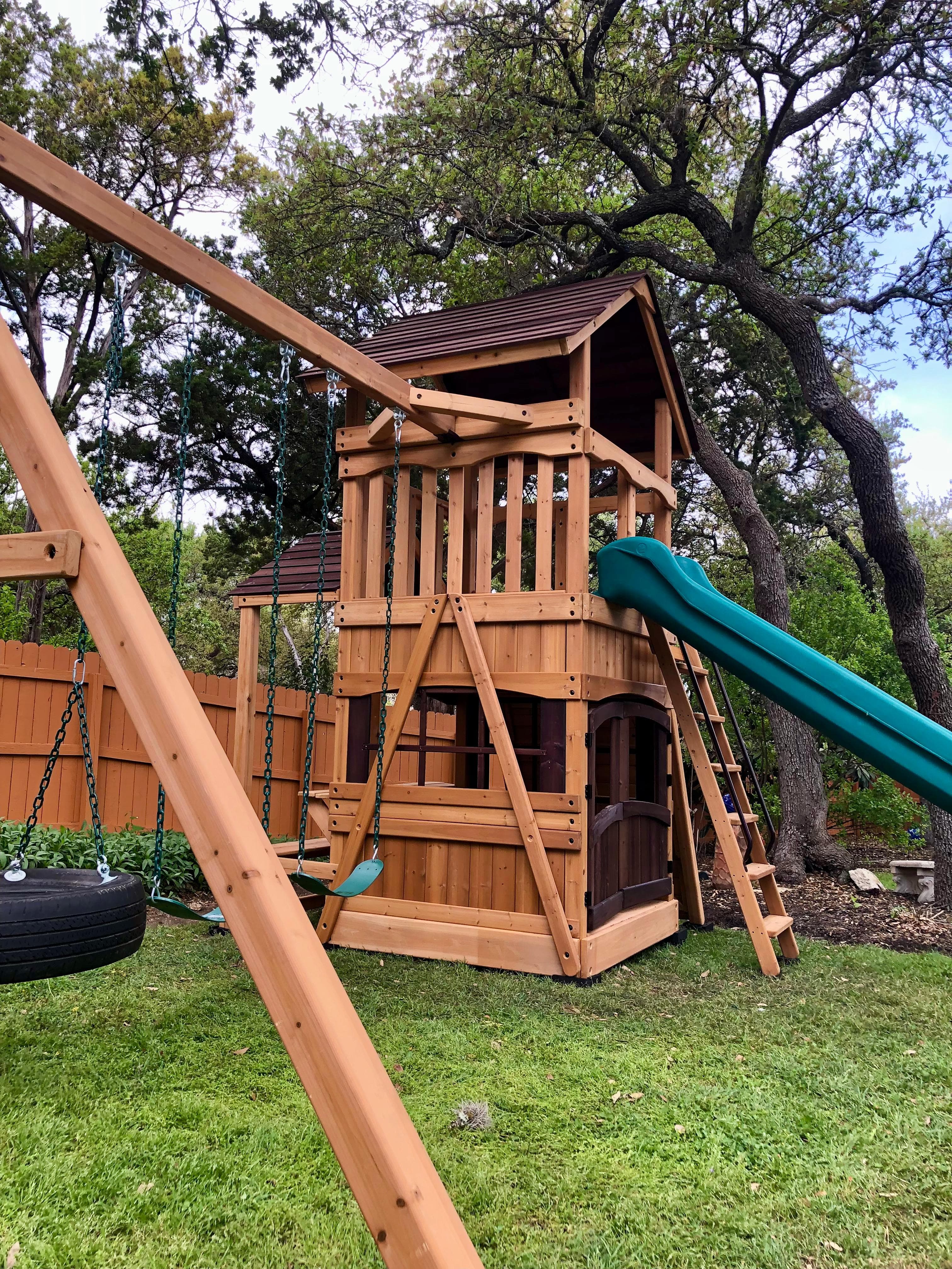 Backyard Adventures cedar playset installed in Texas