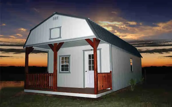 Cabin and tiny-home shell displayed by Johnny's Backyard