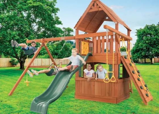 Parrot Island Fort w/ Wood Roof and Playhouse Panels