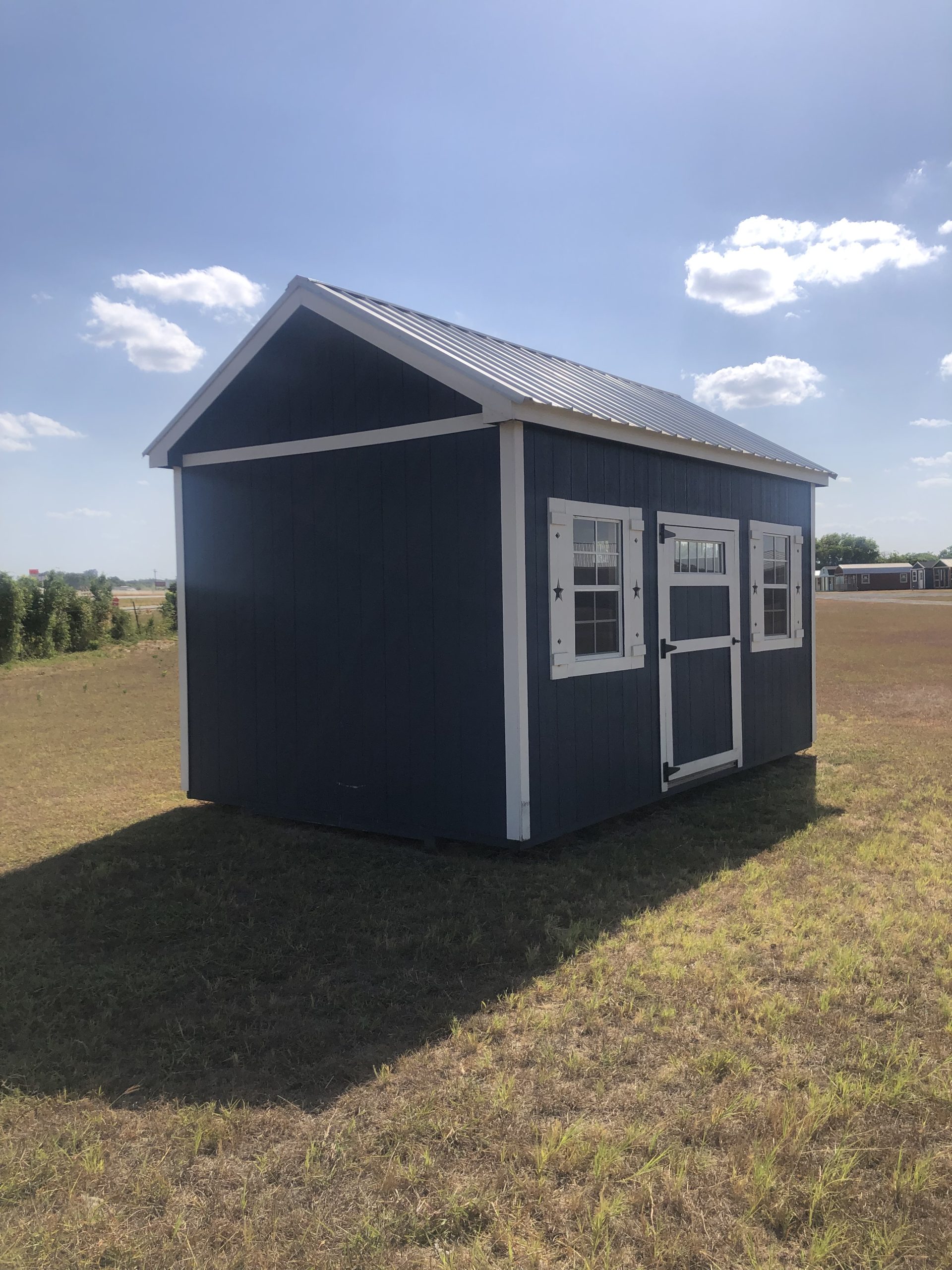 10 x 16 Utility Shed - Navy Blue with White Trim - Image 5