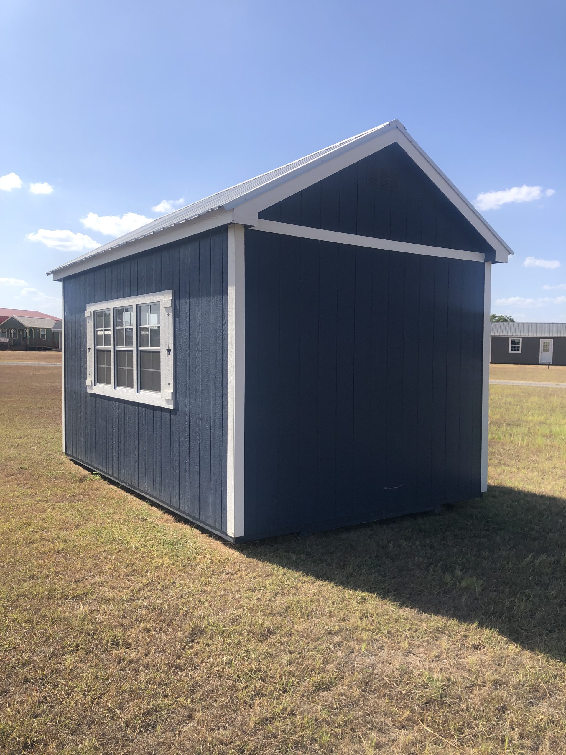 10 x 16 Utility Shed - Navy Blue with White Trim - Image 4